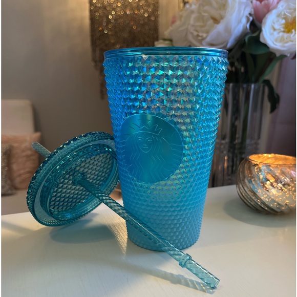 NWT STARBUCKS Glacier Blue Ombre Bling Cold Cup Tumbler 16 oz - Picture 4 of 7